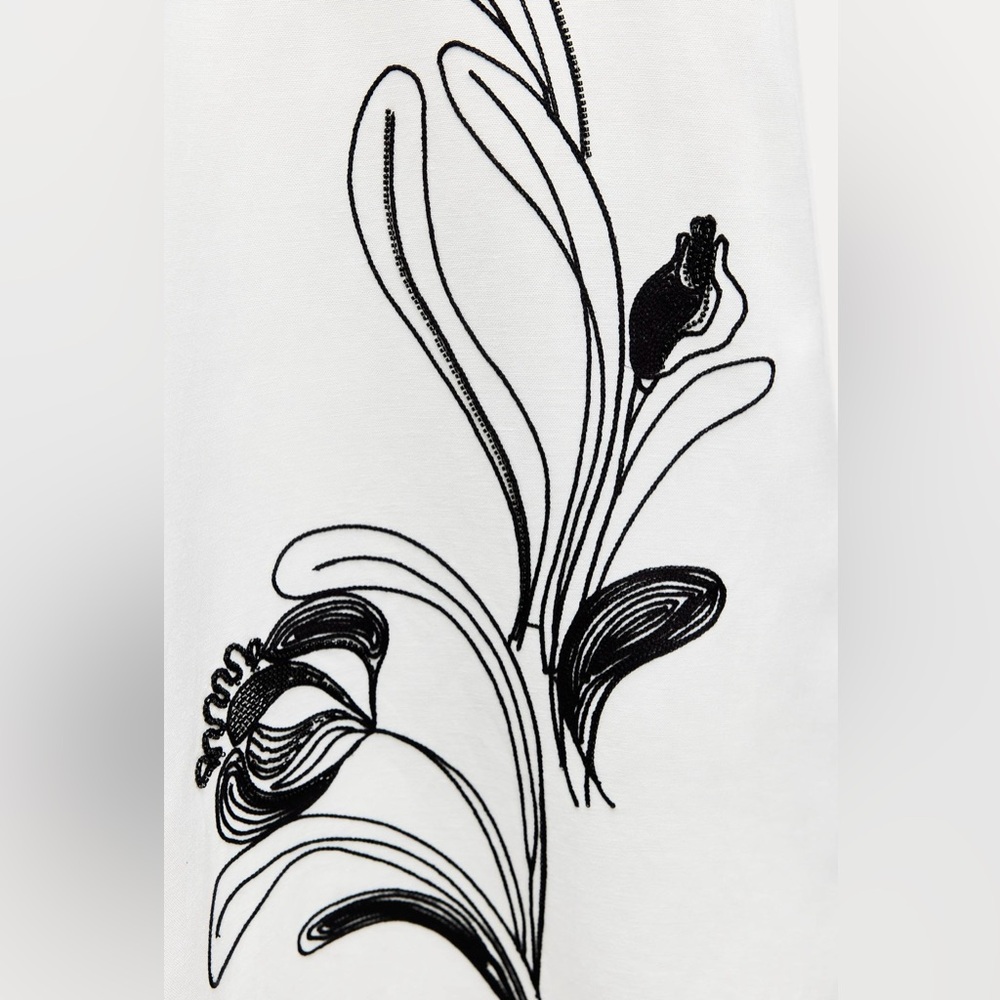 Zara ZW Collection Skirt With Contrast Linen Embroidery - Picture 6 of 13